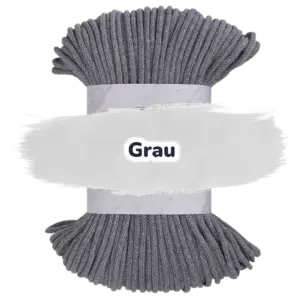 Baumwollkordel 5mm - Polyesterkern -100 m - Grau (125)