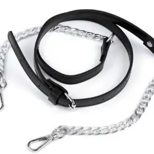 Verstellbarer Taschenriemen mit Kette und Karabinern – schwarz/silbern