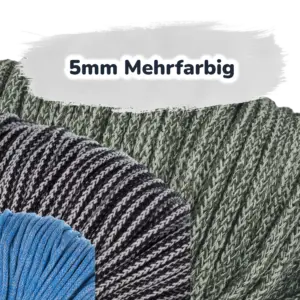 Baumwollkordel 5mm - Polyesterkern - Mehrfarbig