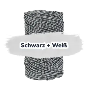 Baumwollkordel 3 mm  – Polyesterkern – Mehrfarbig - Schwarz + Weiß
