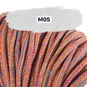 Baumwollkordel 5mm - Polyesterkern - Mehrfarbig - M05