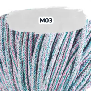 Baumwollkordel 5mm - Polyesterkern - Mehrfarbig - M03
