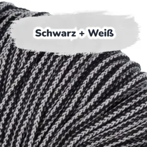 Baumwollkordel 5mm - Polyesterkern - Mehrfarbig - Schwarz + Weiß