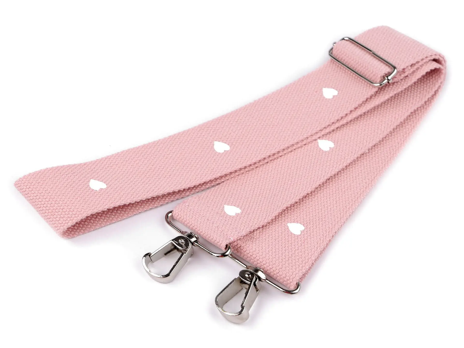 Gewebter Taschengurt – verstellbar, Breite 3,8 cm – rosa mit Herzen (Farbe 5)