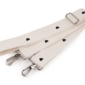 Gewebter Taschengurt – verstellbar, Breite 3,8 cm – creme mit Herzen (Farbe 6)