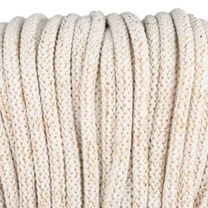 Baumwollkordel 5mm Lurex - Polyesterkern -100 m - Ecru + Goldfaden (050Z)