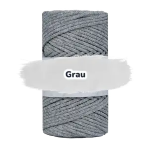 Baumwollkordel 3mm - Polyesterkern -100 m - Grau (125)