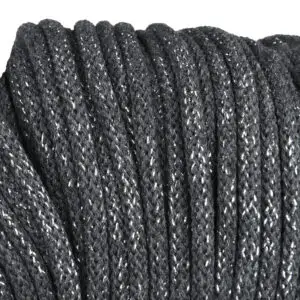 Baumwollkordel 5mm Lurex - Polyesterkern -100 m - Graphit + Silberfaden (150S)