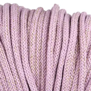 Baumwollkordel 5mm Lurex - Polyesterkern -100 m - Schmutziges Rosa + Goldfaden (310Z)
