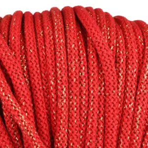 Baumwollkordel 5mm Lurex - Polyesterkern -100 m - Rot + Goldfaden (370Z)