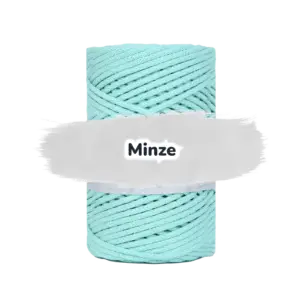 Baumwollkordel 3mm - Polyesterkern -100 m - Minze (600)