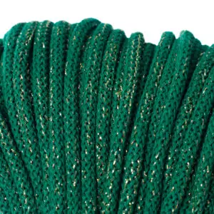 Baumwollkordel 5mm Lurex - Polyesterkern -100 m - Grasgrün + Goldfaden (650Z)