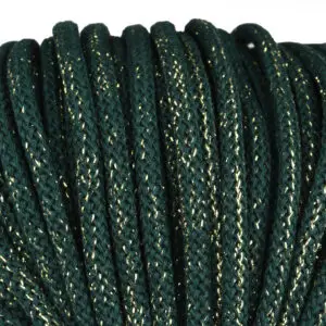 Baumwollkordel 5mm Lurex - Polyesterkern -100 m - Flaschengrün + Goldfaden (680Z)