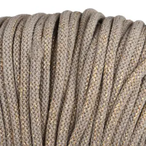 Baumwollkordel 5mm Lurex - Polyesterkern -100 m - Mokka + Goldfaden (700Z)