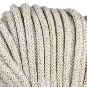 Baumwollkordel 5mm Lurex - Polyesterkern -100 m - Hellbeige + Goldfaden (725Z)