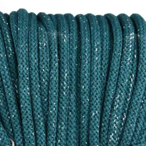 Baumwollkordel 5mm Lurex - Polyesterkern -100 m - Dunkler Smaragd + Silberfaden (820S)