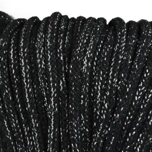 Baumwollkordel 5mm Lurex - Polyesterkern -100 m - Schwarz + Silberfaden (900S)