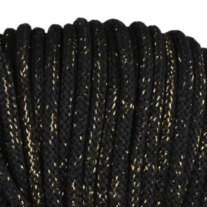 Baumwollkordel 5mm Lurex - Polyesterkern -100 m - Schwarz + Goldfaden (900Z)