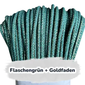 Lurex Nähkordel 5mm - Polyesterkern -100 m - starr sewing cord - Flaschengrün + Goldfaden