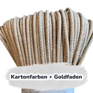 Lurex Nähkordel 5mm - Polyesterkern -100 m - starr sewing cord - Kartonfarben + Goldfaden (710Z)
