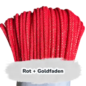 Lurex Nähkordel 5mm - Polyesterkern -100 m - starr sewing cord - Rot + Goldfaden