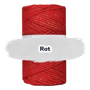 Baumwollkordel 3mm Lurex - 100 m - Rot + Goldfaden (370Z)