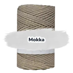 Baumwollkordel 3mm Lurex - 100 m - Mokka + Goldfaden (700Z)