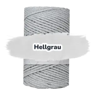 Baumwollkordel 3mm Lurex - 100 m - Hellgrau + Silberfaden (100S)