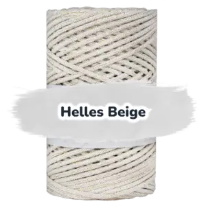 Baumwollkordel 3mm Lurex - 100 m - Hellbeige + Goldfaden (725Z)