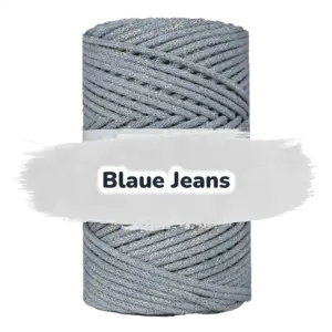 Baumwollkordel 3mm Lurex - 100 m - Blaue Jeans + Goldfaden (815Z)