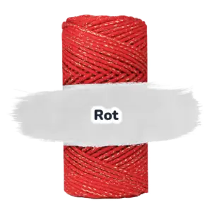 Baumwollkordel 2mm Lurex - 100 m - Rot + Goldfaden (370Z)