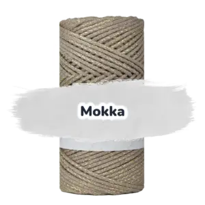 Baumwollkordel 2mm Lurex - 100 m - Mokka + Goldfaden (700Z)