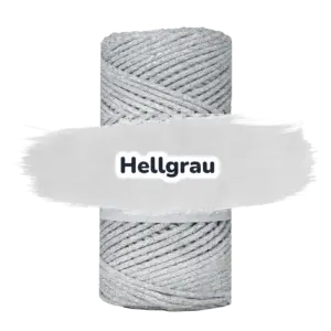 Baumwollkordel 2mm Lurex - 100 m - Hellgrau + Silberfaden (100S)