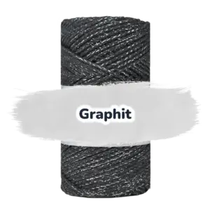Baumwollkordel 2mm Lurex - 100 m - Graphit + Silberfaden (150S)