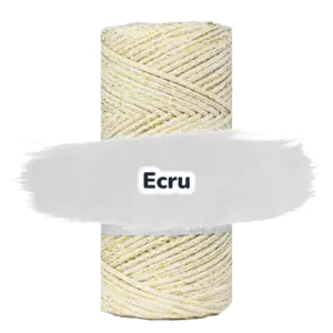 Baumwollkordel 2mm Lurex - 100 m - Ecru + Goldfaden (050Z)