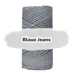 Baumwollkordel 2mm Lurex - 100 m - Blaue Jeans + Goldfaden (815Z)