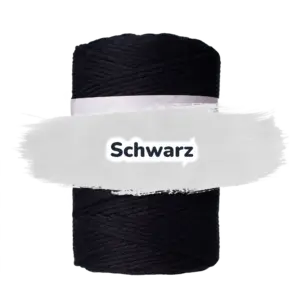 Makramee-Garn - gedrehtes Garn 5 mm/100m - Schwarz