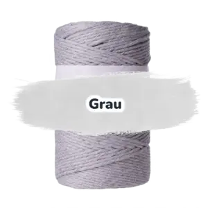 Makramee-Garn - gedrehtes Garn 3 mm/200m - Grau