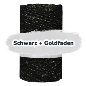 Baumwollkordel 3mm Lurex - 100 m - Schwarz + Goldfaden (900Z)