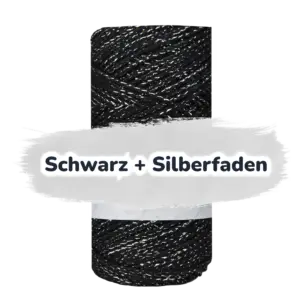 Baumwollkordel 2mm Lurex - 100 m - Schwarz + Silberfaden (900S)