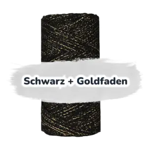 Baumwollkordel 2mm Lurex - 100 m - Schwarz + Goldfaden (900Z)