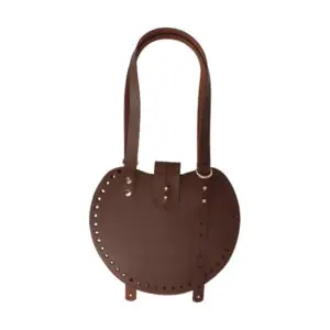 Runder Taschenboden 22 x 25 cm Oreo echtes Leder - Dunkelbraun