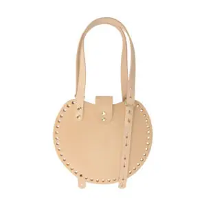 Runder Taschenboden 22 x 25 cm Oreo echtes Leder - Camel