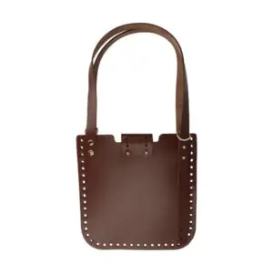 Taschenboden Quadro 24 x 24 cm echtes Leder - Dunkelbraun