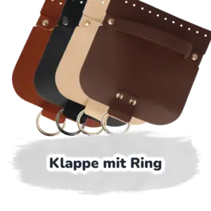 Klappe mit Ring, 18 x 18 cm - echtes Leder