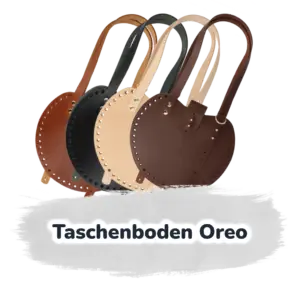 Runder Taschenboden 22 x 25 cm Oreo echtes Leder